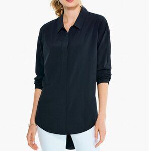 NIC + ZOE Long Stretchy Snap Front Tunic Top Black 2X NWT